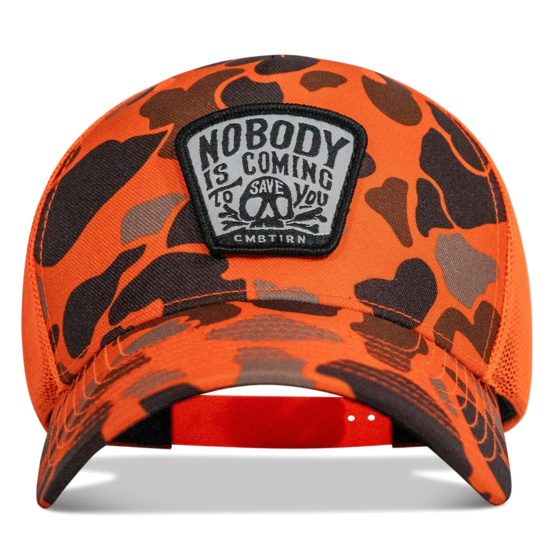 Load image into Gallery viewer, Nobody Is Coming To Save You Skull Patch Snapback Hat
