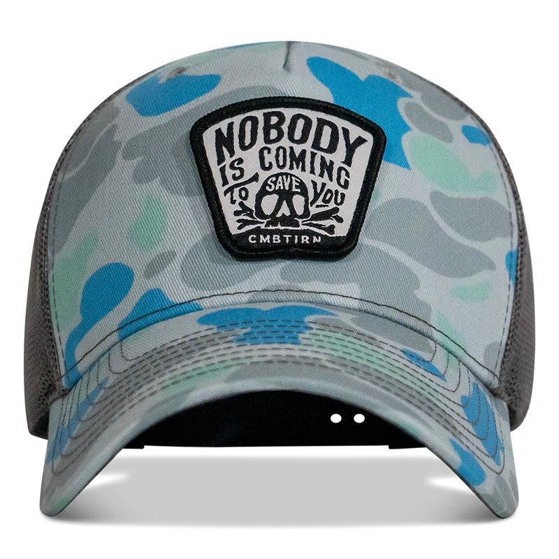 Load image into Gallery viewer, Nobody Is Coming To Save You Skull Patch Snapback Hat
