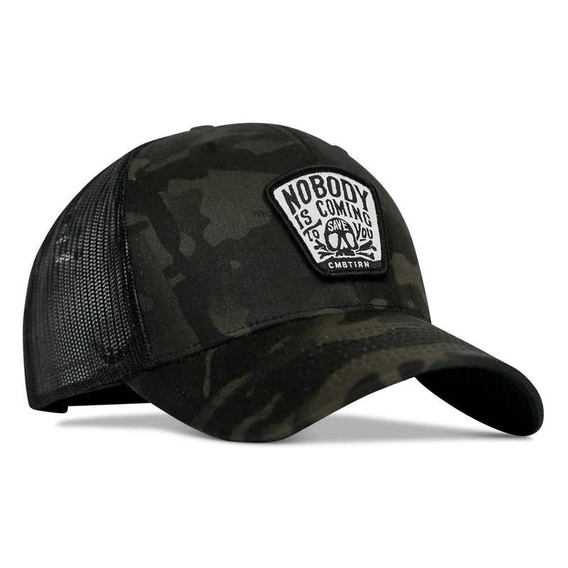 Load image into Gallery viewer, Nobody Is Coming To Save You Skull Patch Snapback Hat
