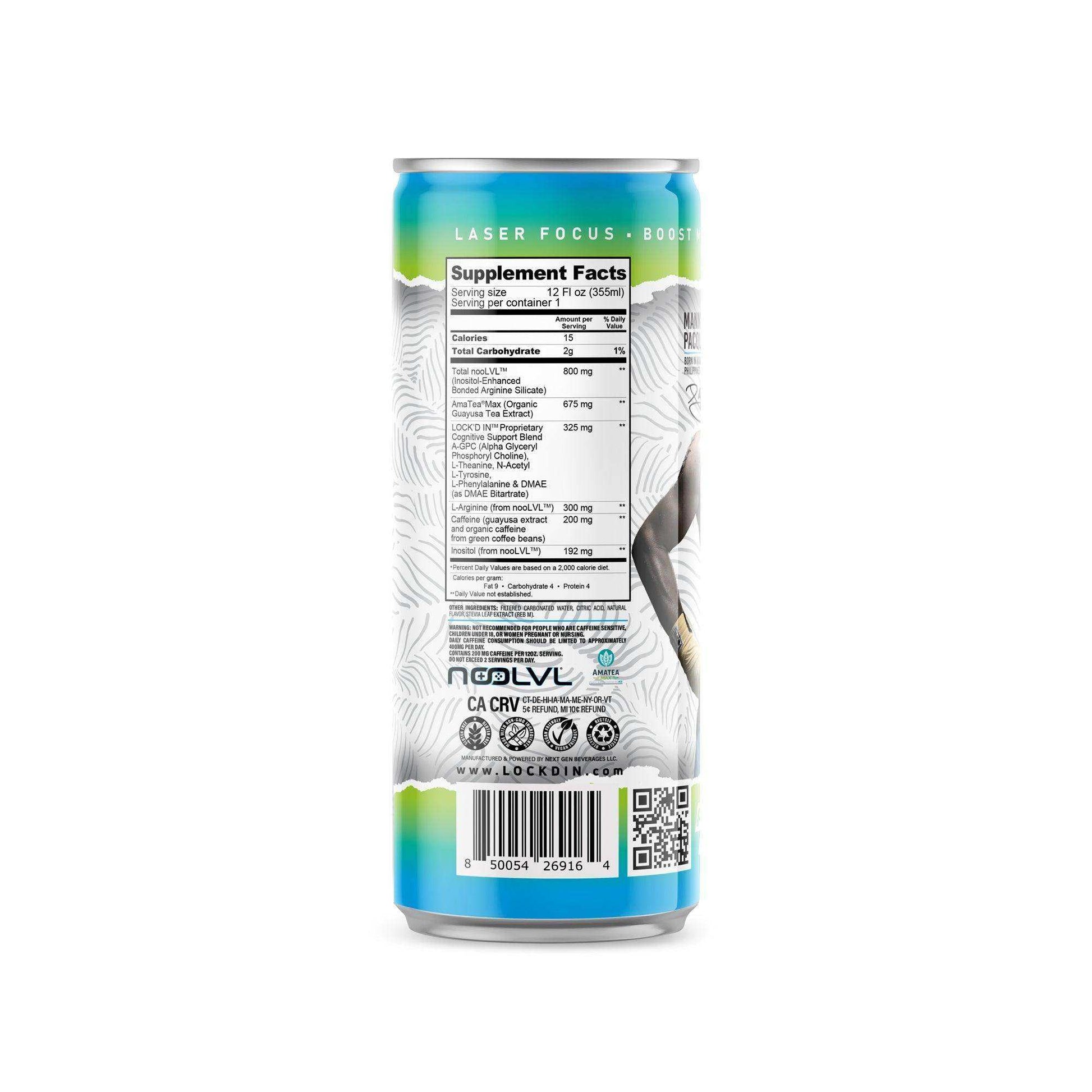 LOCK'DIN Manny Pacquiao Nootropics Performance Drink - Pineapple Coconut (Case of 12) - Skoutley Outdoors LLC
