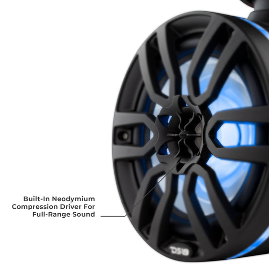 NXL 6.5" Marine Water Resistant Wakeboard Tower Speakers with Integrated RGB LED Lights 300 Watts