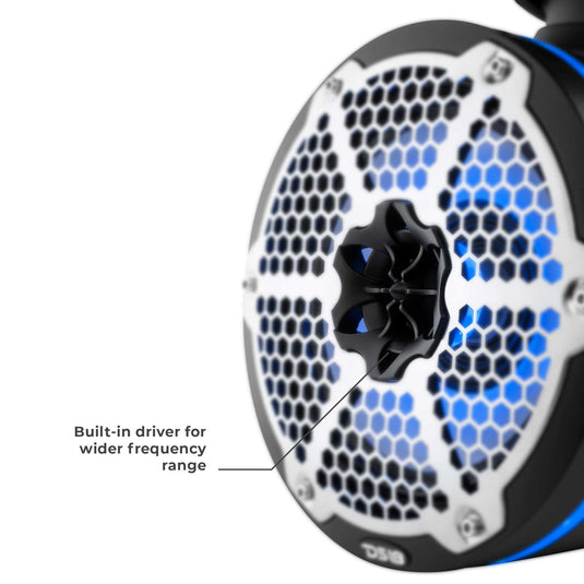 NXL 8" Neodymium Marine and Powersports Towers with Built-in Passive Radiator, 1" Driver and LED RGB Lights 180 Watts Rms - Skoutley Outdoors LLC