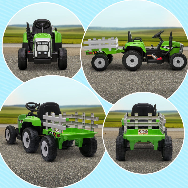 Load image into Gallery viewer, 12V Electric Tractor with Trailer and Dual Motors for Kids

