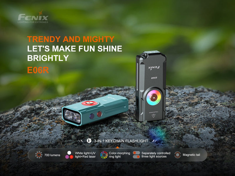 Load image into Gallery viewer, Fenix E06R Keychain Light with White, UV, and Red Laser Lights
