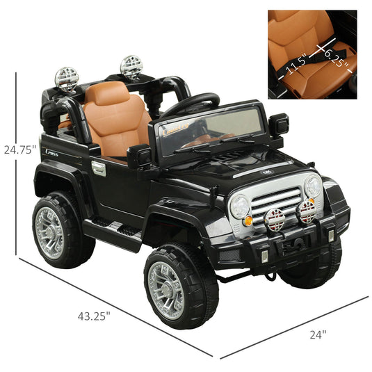 Off-Road Adventure 12V Battery-Powered Jeep Truck for Kids with Remote Control, MP3 Player, and Lights