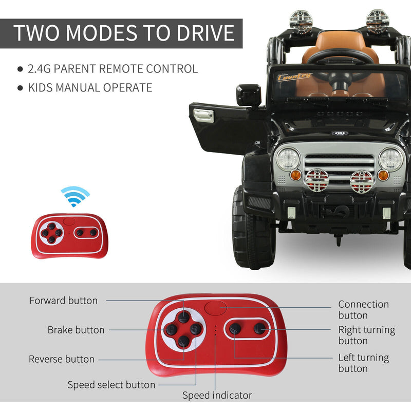 Load image into Gallery viewer, Off-Road Adventure 12V Battery-Powered Jeep Truck for Kids with Remote Control, MP3 Player, and Lights
