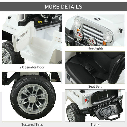 Off-Road Battery-Powered Jeep Truck for Kids with Remote Control, MP3 Player, and Lights - 12V