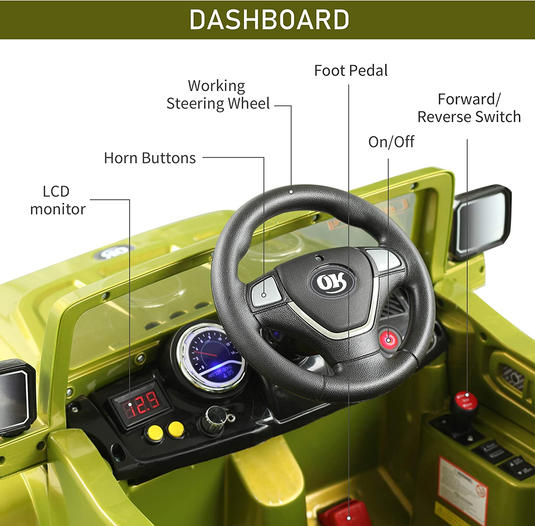 Off-Road Truck Ride-On Car with MP3, Horn, Steering Wheel, and Remote Control for Kids