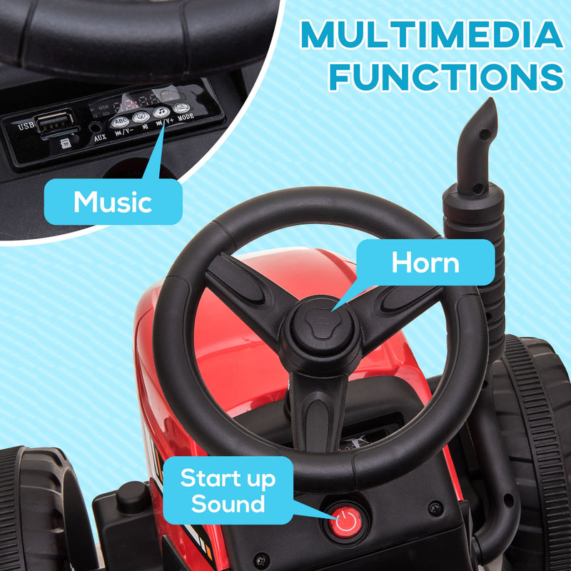 Load image into Gallery viewer, 12V Electric Tractor with Trailer and Dual Motors for Kids
