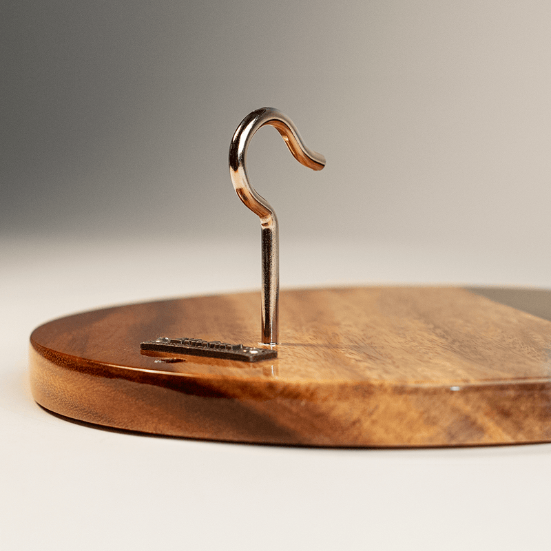 Load image into Gallery viewer, One of a Kind Black Epoxy Resin Live-Edge Wood Hook and Ring Toss Game
