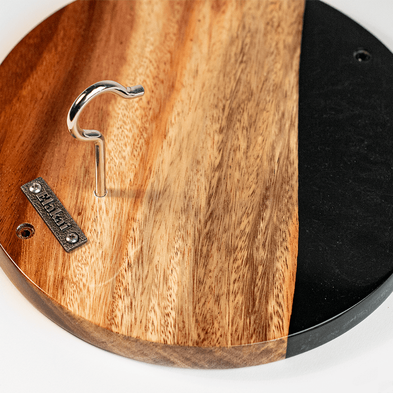 Load image into Gallery viewer, One of a Kind Black Epoxy Resin Live-Edge Wood Hook and Ring Toss Game
