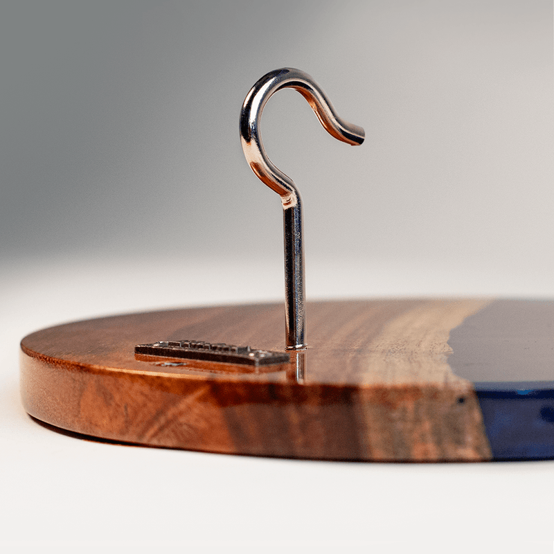 Load image into Gallery viewer, One of a Kind Blue Pearl Epoxy Resin Live-Edge Wood Hook and Ring Toss Game
