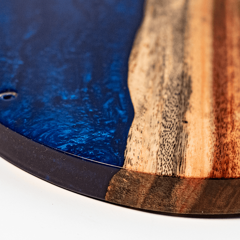 Load image into Gallery viewer, One of a Kind Blue Pearl Epoxy Resin Live-Edge Wood Hook and Ring Toss Game
