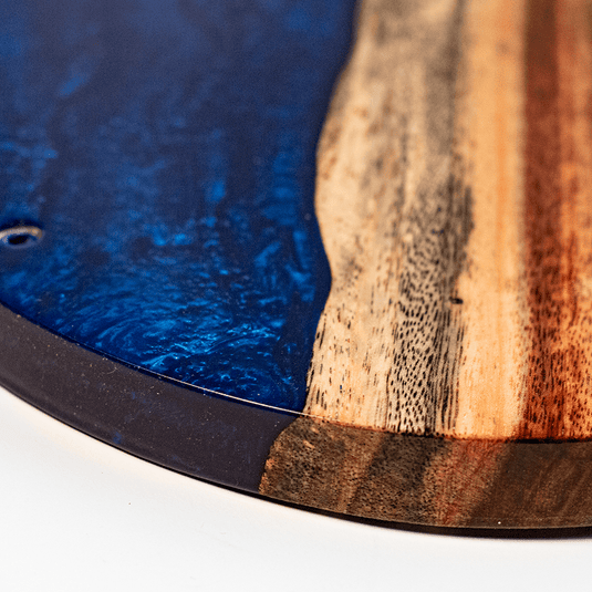 One of a Kind Blue Pearl Epoxy Resin Live-Edge Wood Hook and Ring Toss Game