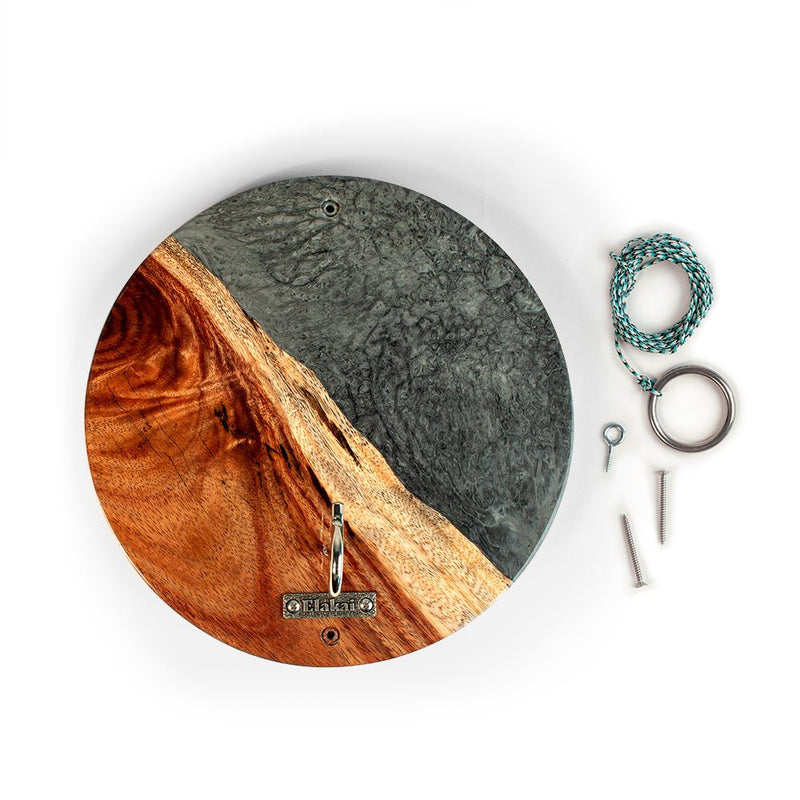 Load image into Gallery viewer, One of a Kind Gray Stone Epoxy Resin Live-Edge Wood Hook and Ring Toss Game
