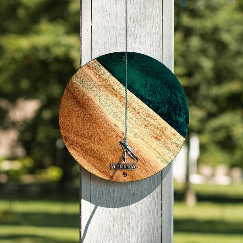 Load image into Gallery viewer, One of a Kind Green Pearl Epoxy Resin Live-Edge Wood Hook and Ring Toss Game
