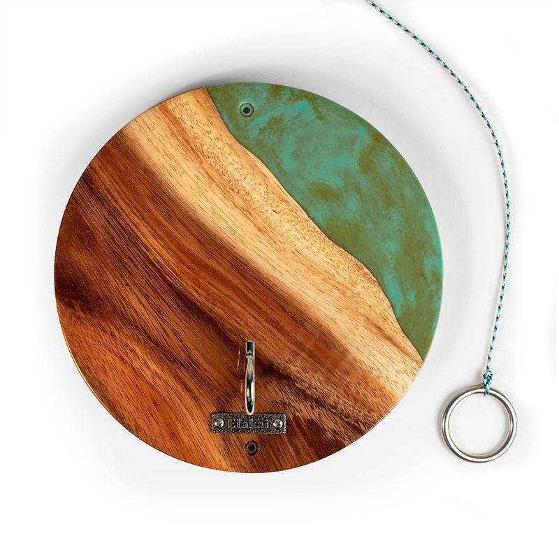 Load image into Gallery viewer, One of a Kind Teal and Orange Pearl Epoxy Resin Live-Edge Wood Hook and Ring Toss Game
