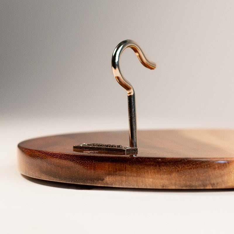 Load image into Gallery viewer, One of a Kind Teal and Orange Pearl Epoxy Resin Live-Edge Wood Hook and Ring Toss Game
