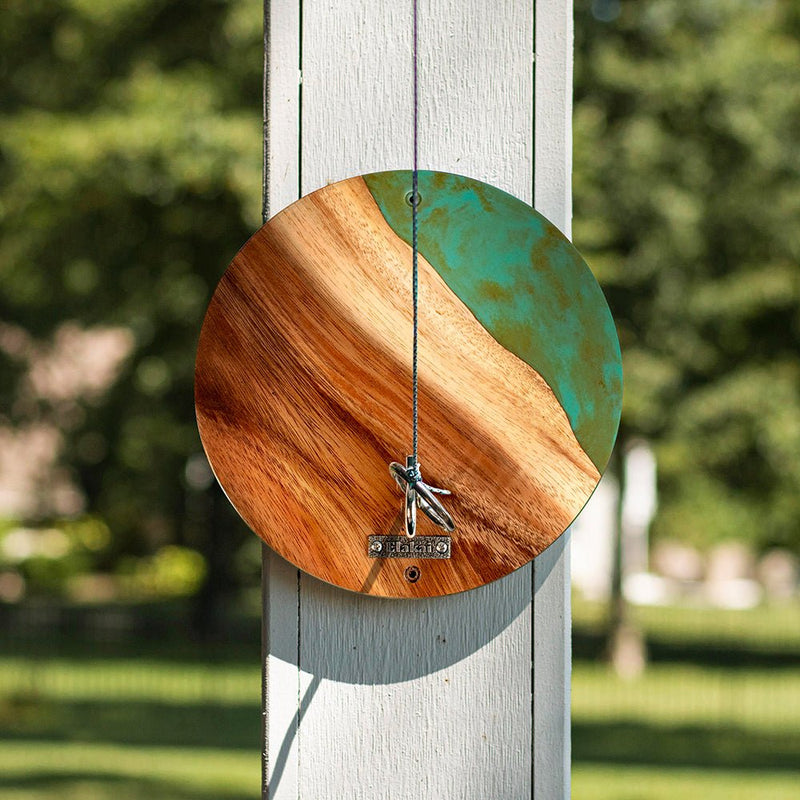 Load image into Gallery viewer, One of a Kind Teal and Orange Pearl Epoxy Resin Live-Edge Wood Hook and Ring Toss Game
