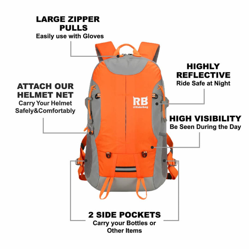 Load image into Gallery viewer, High Visibility Orange Reflective Commuter Bike Backpack |Riderbag Reflektor35

