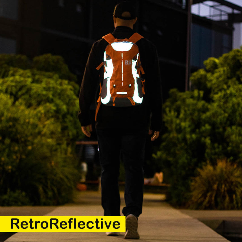 Load image into Gallery viewer, High Visibility Orange Reflective Commuter Bike Backpack |Riderbag Reflektor35
