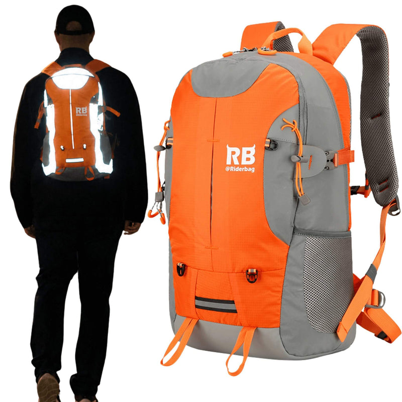 Load image into Gallery viewer, High Visibility Orange Reflective Commuter Bike Backpack |Riderbag Reflektor35
