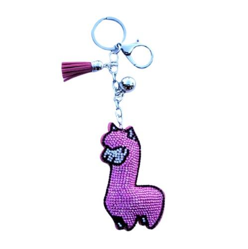 Load image into Gallery viewer, Padded Sparkling Alpaca Keychain Jewelry Charm
