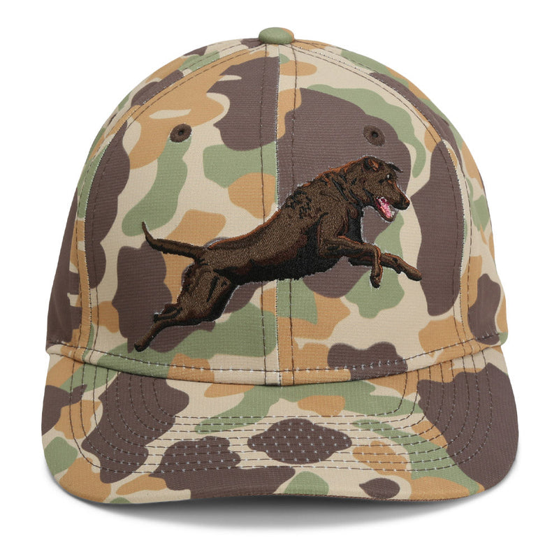 Load image into Gallery viewer, Chocolate Lab 6-Panel Riverside Vintage Camo Cap
