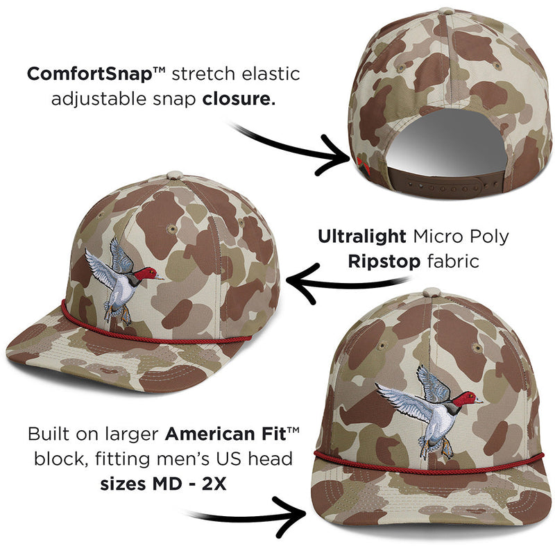Load image into Gallery viewer, Redhead Duck Hat 6-Panel Waterfowl Rope Cap
