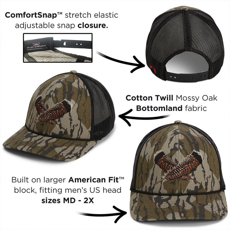 Load image into Gallery viewer, Mossy Oak Bottomland Turkey Feather Meshback Cap
