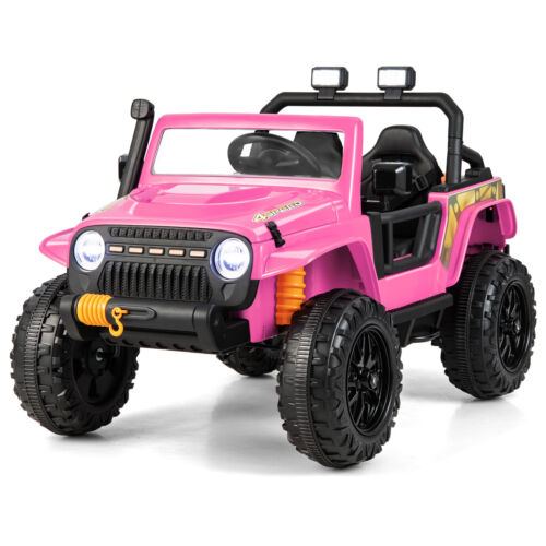 Parent-Child Ride On Truck Car with Remote Control, LED Lights, and Music - Pink (12V 10AH)