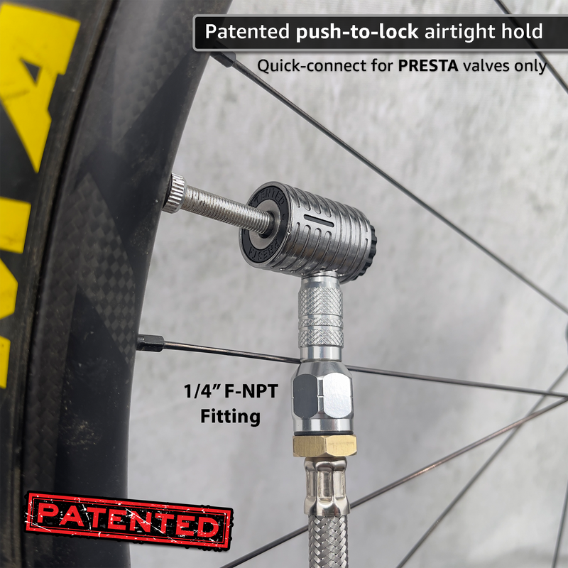 Load image into Gallery viewer, Lightning™ XP Locking Presta Air Chuck for Bike Tires - 1/4&quot; F-NPT (Presta Valves)
