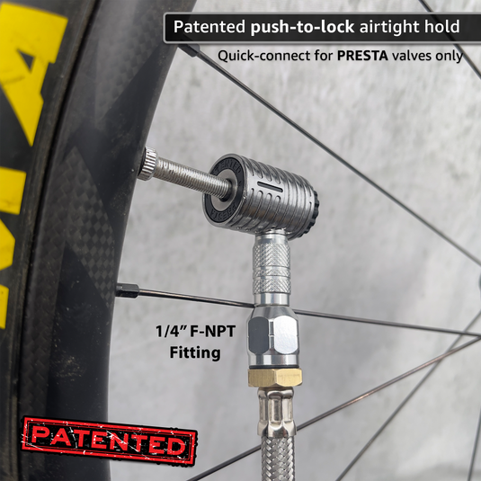 Lightning™ XP Locking Presta Air Chuck for Bike Tires - 1/4