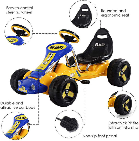 Pedal-Powered Go Kart for Boys & Girls - 4 Wheel Ride On Car for Endless Fun!