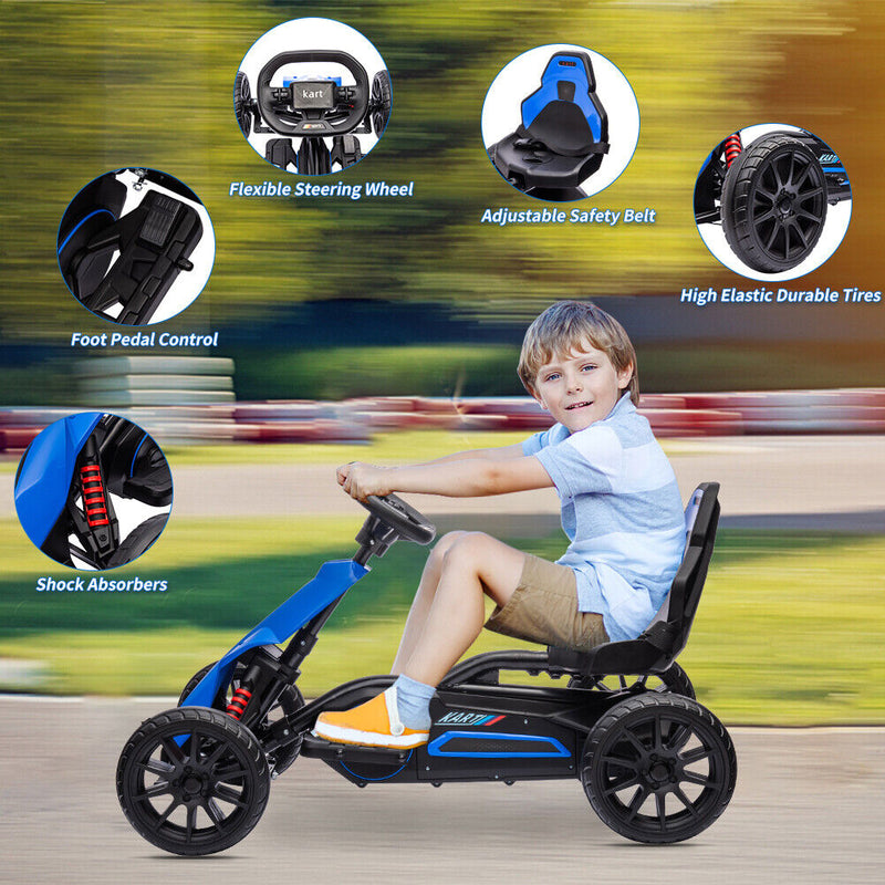 Load image into Gallery viewer, Pedal-Powered Go Kart for Kids with Safety Belt - Outdoor 4-Wheel Racer Toy
