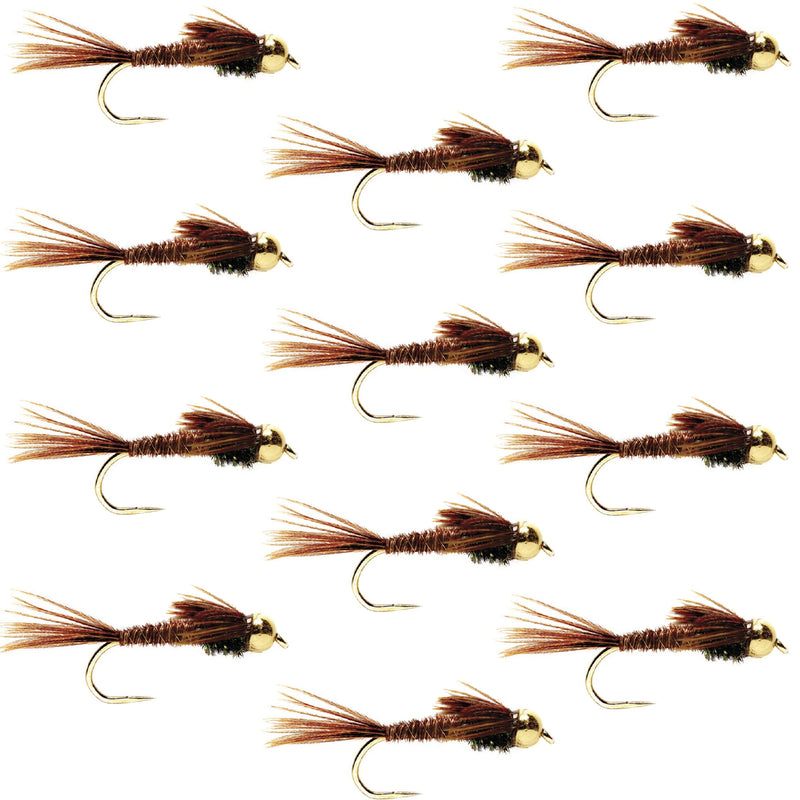 Load image into Gallery viewer, Barbless Bead Head Pheasant Tail Nymph Fly 1 Dozen Flies Hook Size 16
