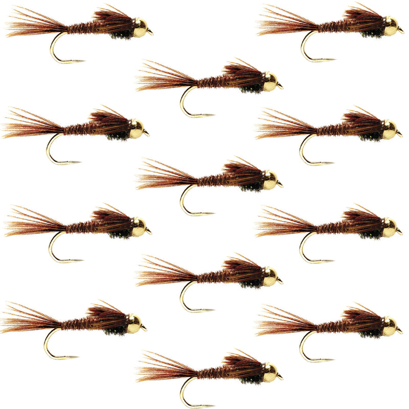 Load image into Gallery viewer, Barbless Bead Head Pheasant Tail Nymph Fly 1 Dozen Flies Hook Size 18
