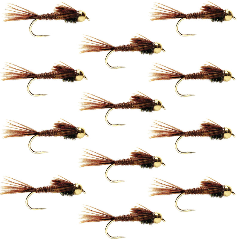 Load image into Gallery viewer, Barbless Bead Head Pheasant Tail Nymph Fly 1 Dozen Flies Hook Size 12
