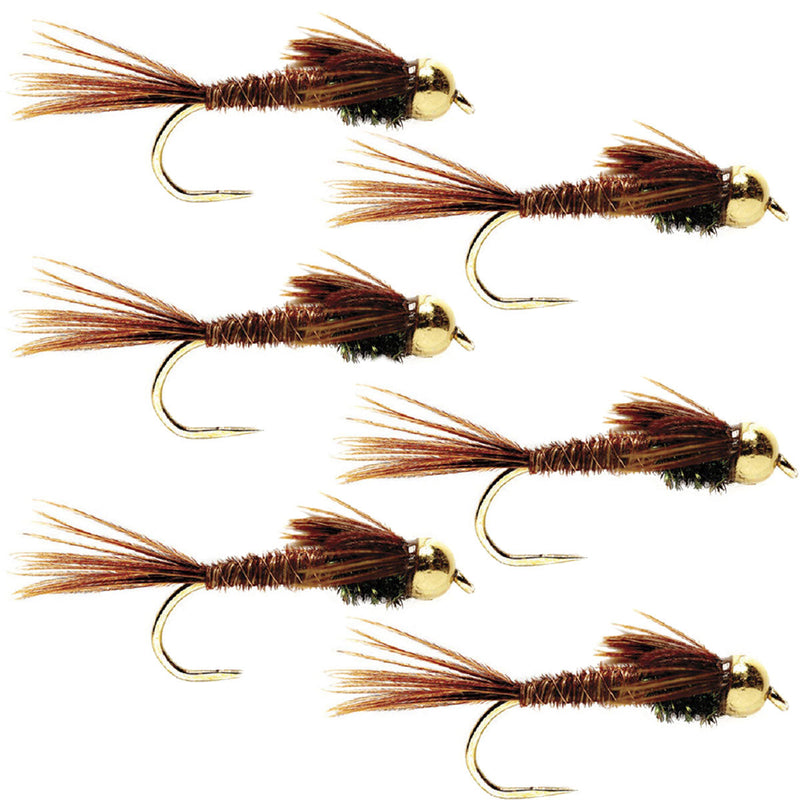 Load image into Gallery viewer, Barbless Bead Head Pheasant Tail Nymph Fly 6 Flies Hook Size 18
