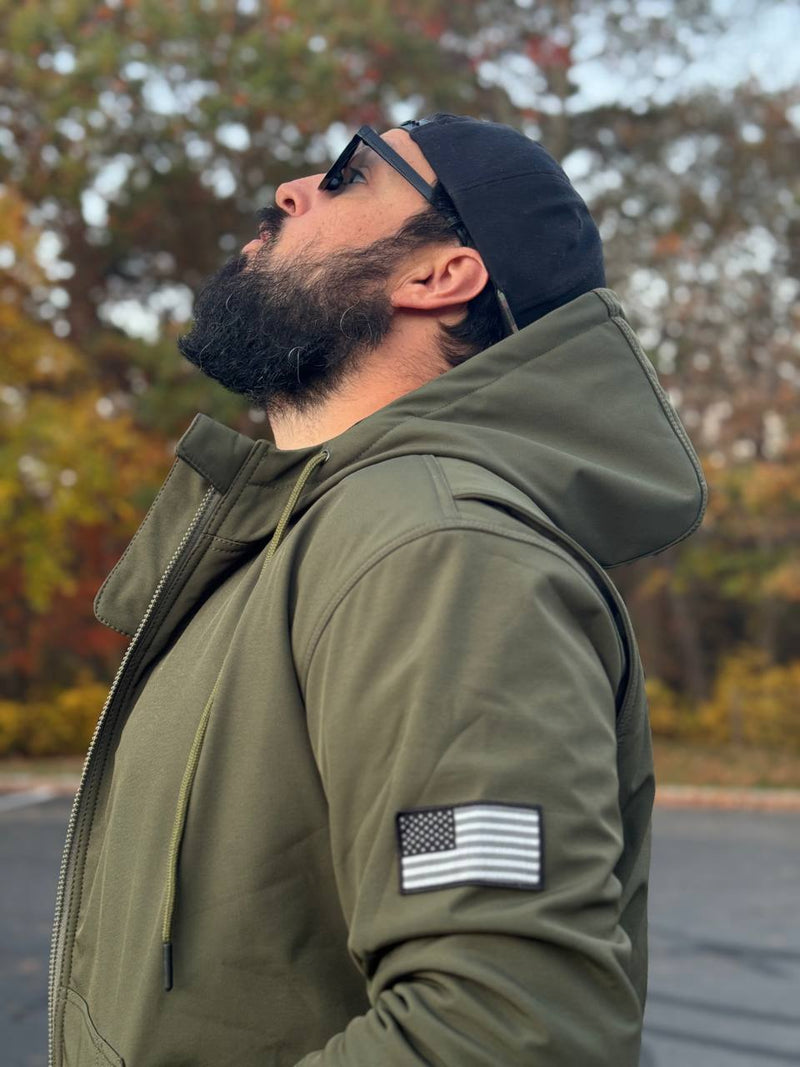 Load image into Gallery viewer, Protective SoftShell Unisex Hoodie - Army Green Matte
