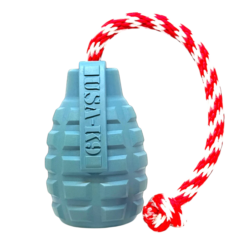 Load image into Gallery viewer, USA-K9 Grenade Shaped Rubber Dog Toy - Chew, Treat Dispenser &amp; Tug Toy | USA

