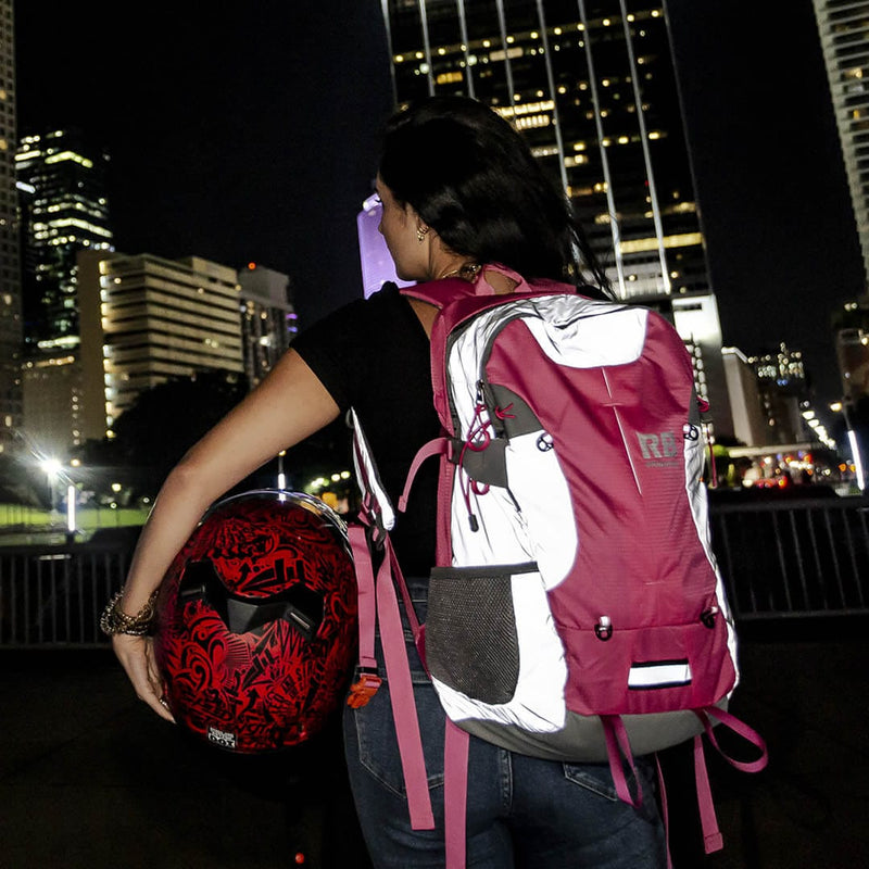 Load image into Gallery viewer, High Visibility Pink Reflective Commuter Bike Backpack |Riderbag Reflektor35
