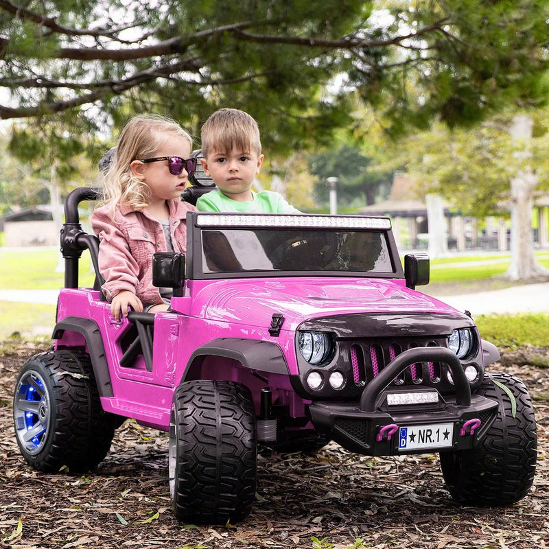 Load image into Gallery viewer, 24V DUAL SEAT CHILDREN&#39;S RIDE-ON VEHICLE JEEP CAR TOY WITH 2 HIGH-PERFORMANCE ENGINES, PNEUMATIC WHEELS, MUSIC PLAYER + REMOTE CONTROL
