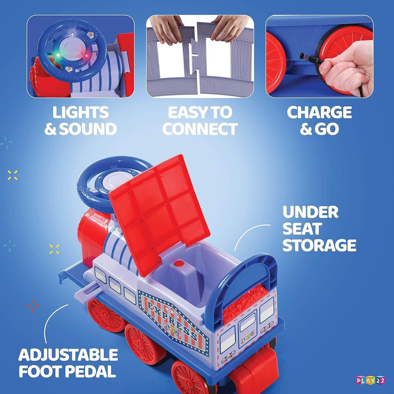 Load image into Gallery viewer, Play22 Electric Ride On Train Set with Tracks - Interactive Toy Train for Kids
