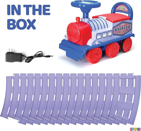 Play22 Electric Ride On Train Set with Tracks - Interactive Toy Train for Kids