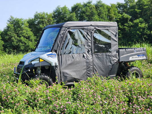 Polaris Ranger Crew 570 Mid Size - 4 Passenger - BLACK - Full Cab Enclosure for Hard Windshield