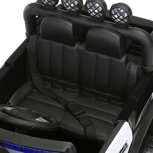 Interactive 12V Police Car Ride-On with RC, LED Lights, and Intercom - 6 Wheel Truck for Kids