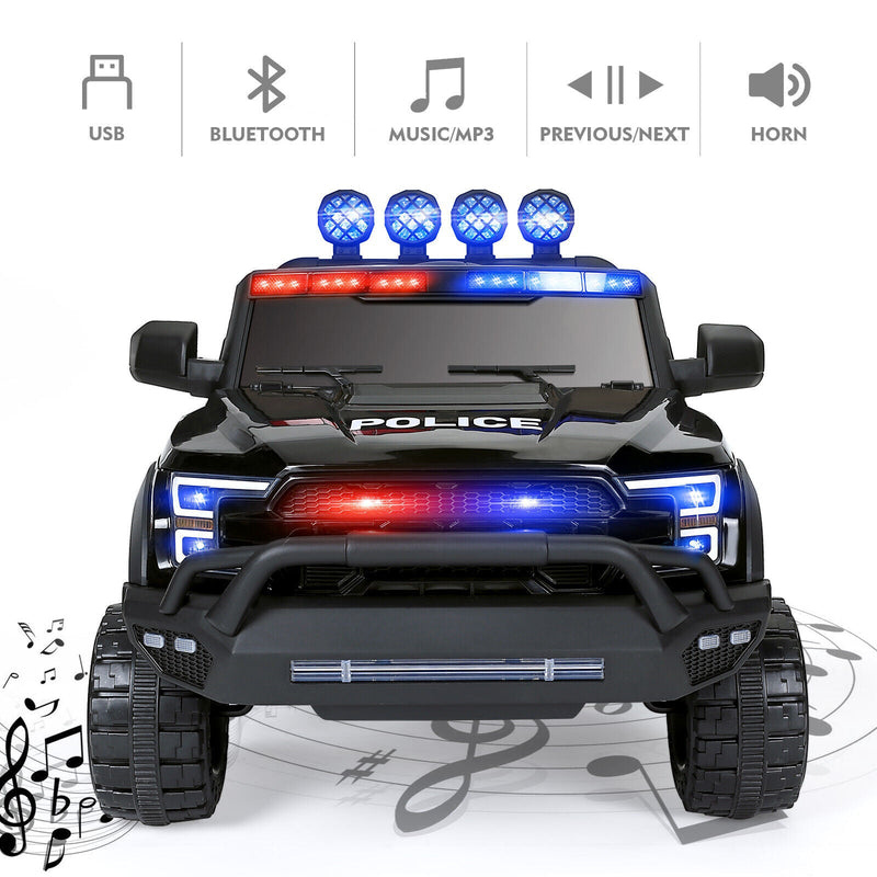 Load image into Gallery viewer, Electric Police Car Ride-On for Kids with 6 Wheels, LED Lights, Intercom, Siren, and Remote Control
