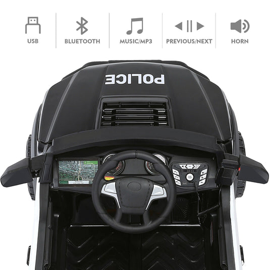 Electric Police Car Ride-On for Kids with 6 Wheels, LED Lights, Intercom, Siren, and Remote Control