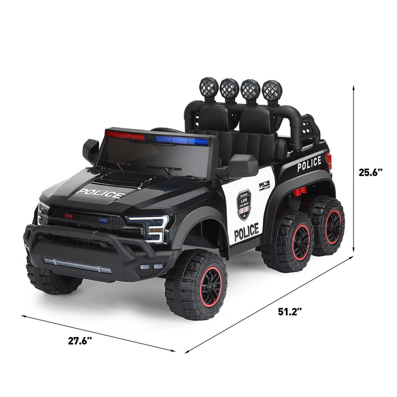 Load image into Gallery viewer, Electric Police Car Ride-On for Kids with 6 Wheels, LED Lights, Intercom, Siren, and Remote Control
